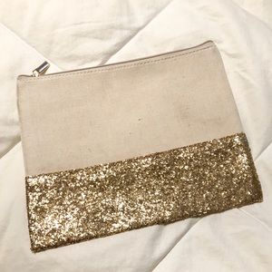 Canvas and Gold Glitter Clutch